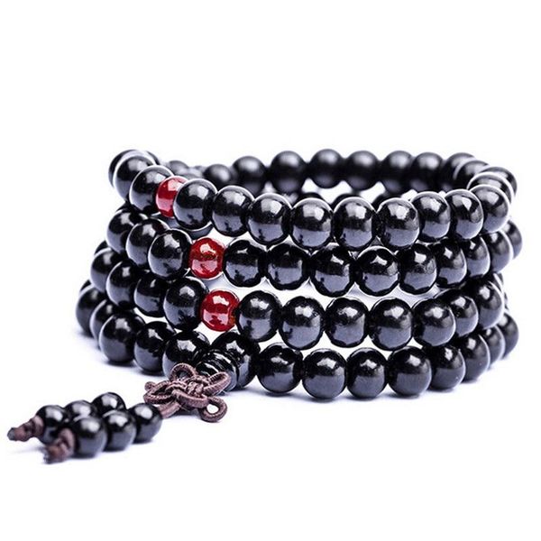 

charm bracelets sandalwood buddhist buddha 6mm 108 prayer bead mala knot elastic bracelet for women men necklace, Golden;silver