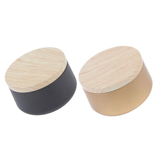 

storage bottles & jars 2pcs wooden tinplate candy jar tea can sundries leaf container