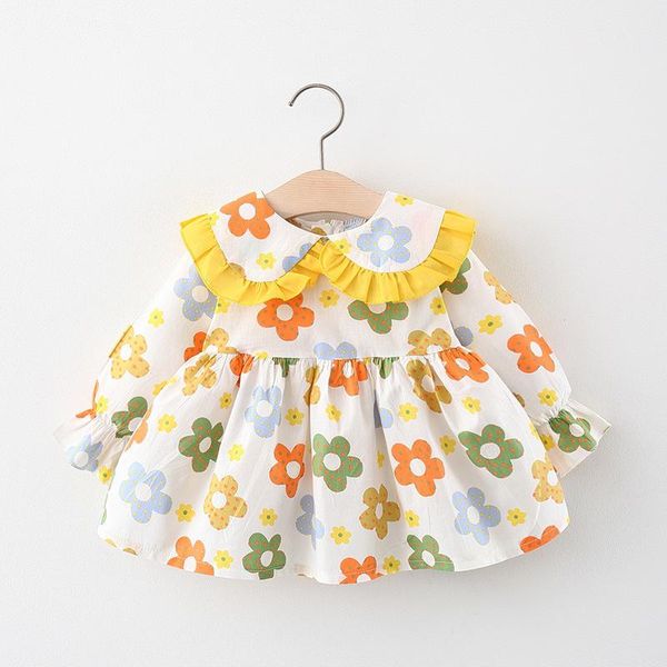 

girl's dresses 2021 spring baby girls floral dress, Red;yellow