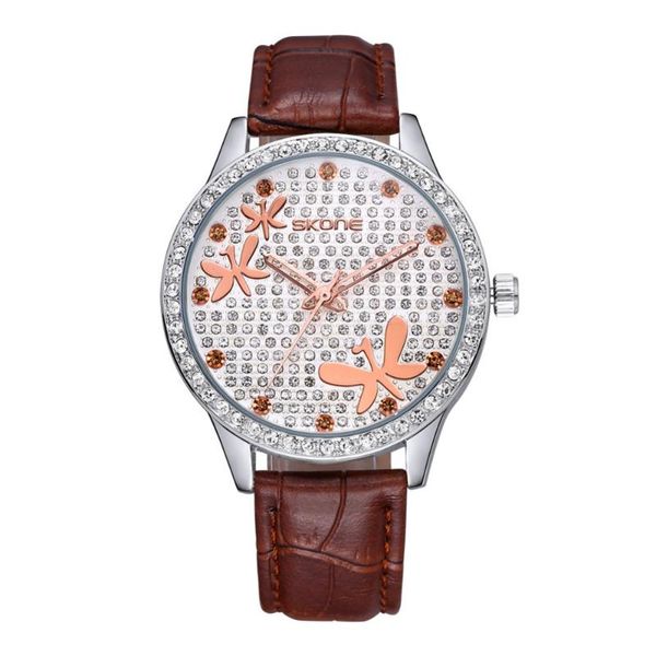 

wristwatches ms. 2021 deluxe all crystal diamond fashion luxury watch multifunctional quartz leather gift for women relogio feminino, Slivery;brown