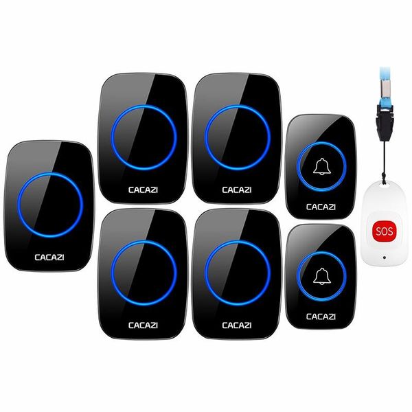 Outra porta de hardware de porta cacazi smart home sem fio pager sell slow homem alarm de emergência chame de sino eu uk uk plug 80m remoto 2 botão 1 5 recept