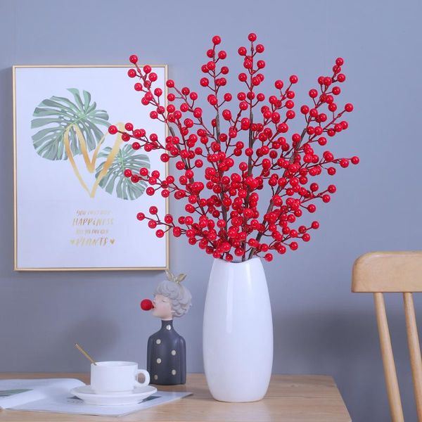 

decorative flowers & wreaths christmas red berries mini xmas artificial holly fake fruit for tree decorations flower diy craft use