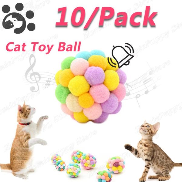 

10/pack sale cat toy ball interactive pet bouncy balls with bell handmade nature cotton for playing training ty0150-10 toys