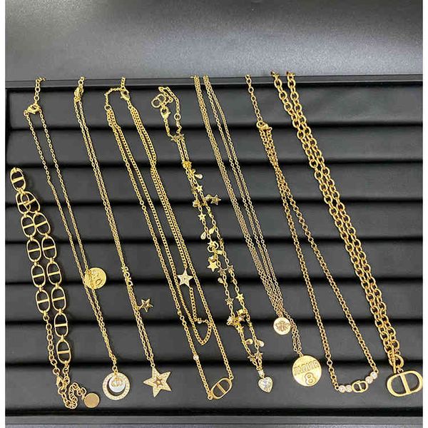 

family new letter star double layer necklace, Silver