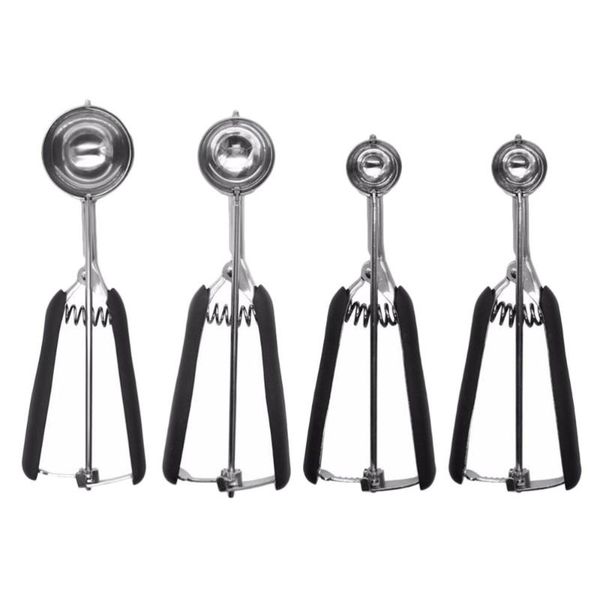 

spoons 4pcs 304 stainless steel ice cream scoops kitchen tool (black)