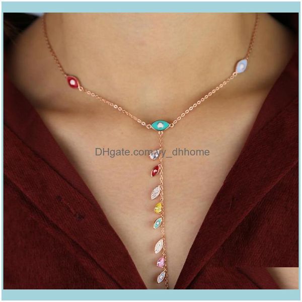 

& pendants jewelrychristmas gifts jewelry colorful rainbow cz women girls enamel evil eye charm lairat y long necklaces trendy chokers, Golden;silver