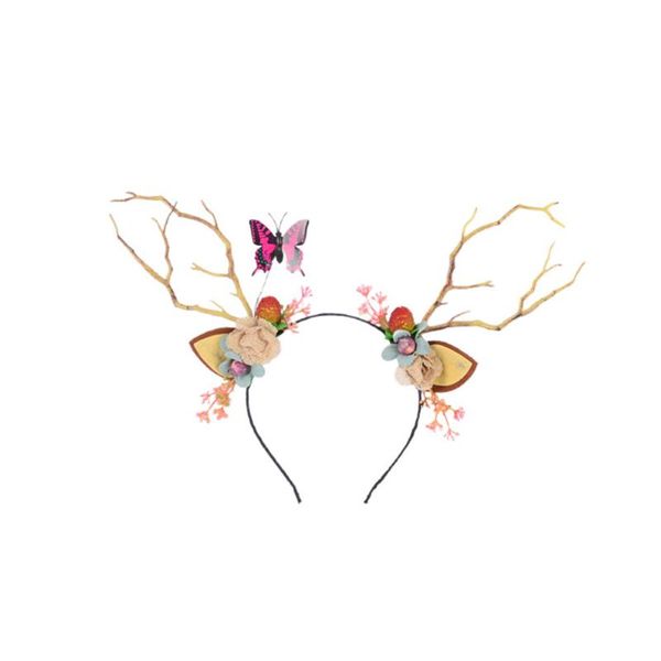 

christmas decorations deer antlers headband, cute flower butterfly tree branches hair hoop costume hairband for women girls