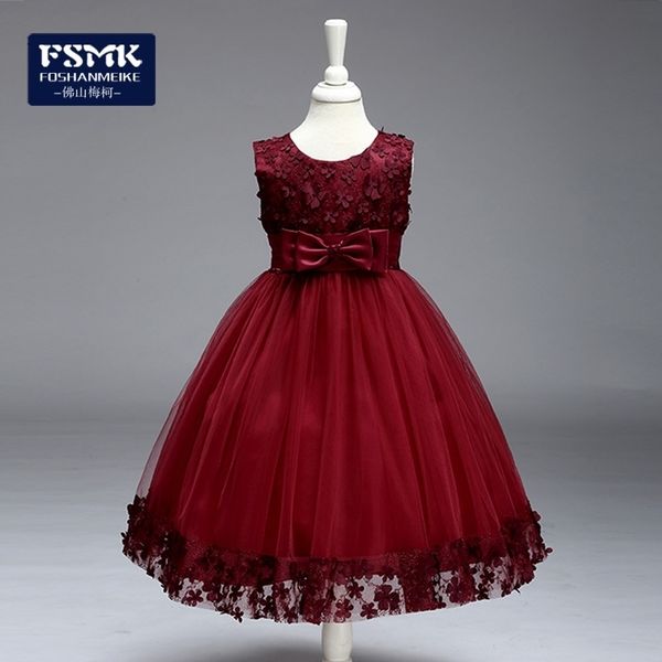 

2021 new children's girls' flower princess dress, Red;yellow