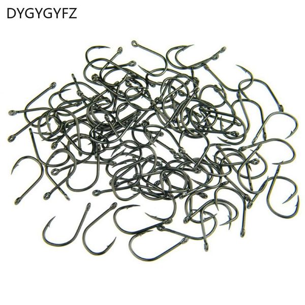 

high carbon steel fish hook barbed 100pcs 3#-15# series in fishhooks worm pond fishing bait holder hole hooks