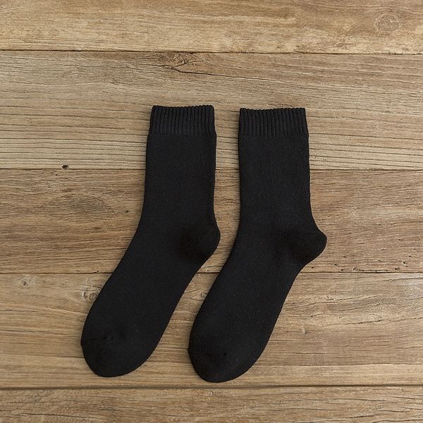 

rprh winter cotton pure color men's warm terry winter towel terry thick middle tube thickening warm stockings towel men's socks st, Black