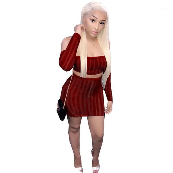 

casual dresses europe and america women's mesh sequin dress two-piece set spring 2021, Black;gray