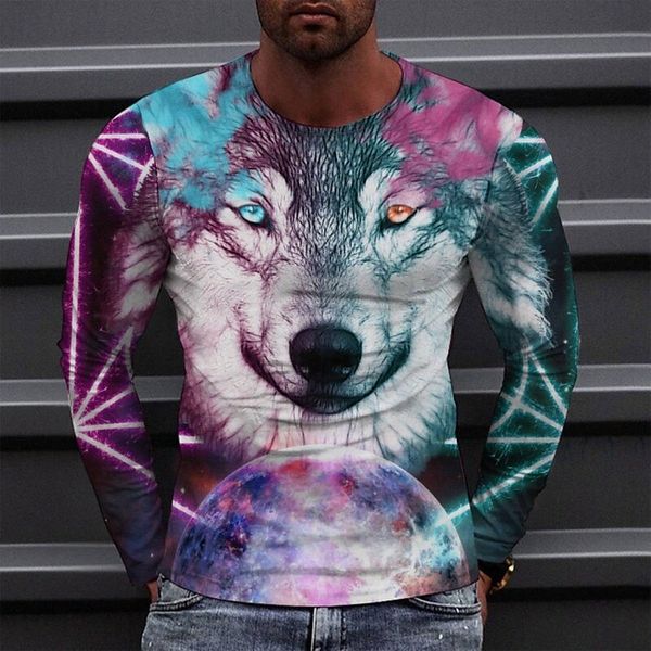 

men's tee t shirt 3d print graphic round neck casual daily print long sleeve fashion designer comfortable big and tall blue 42fd#, White;black