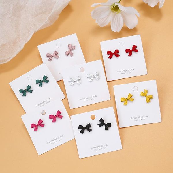 

stud 2021 korean fashion resin earrings for women red blue yellow bow girl's trendy party birthday gift dating cute jewelry, Golden;silver