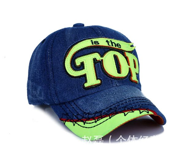 

denim children's water washed baseball cap embroidered duck tongue, Yellow