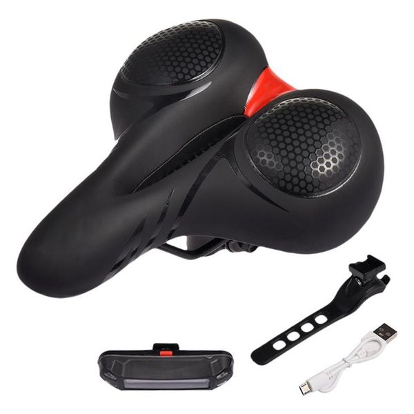 

bike saddles mtb saddle seat with cycling wide taillight shockproof bicycle warning lamp accessories