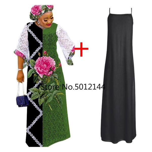 

ethnic clothing plus size for women 2021 autumn african printing lace long dress dresses maxi with headtie, Red