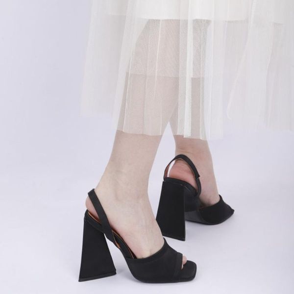 

dress shoes design plus size 48 high heels party lady summer slingback sandals upper silk inside leather women, Black