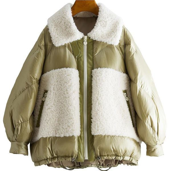 

Women's Down & Parkas High Quality Jacket Korean Female Winter Splicing Wool Woman Thicken Warm Clothing RopaZjt713 9STK, Black