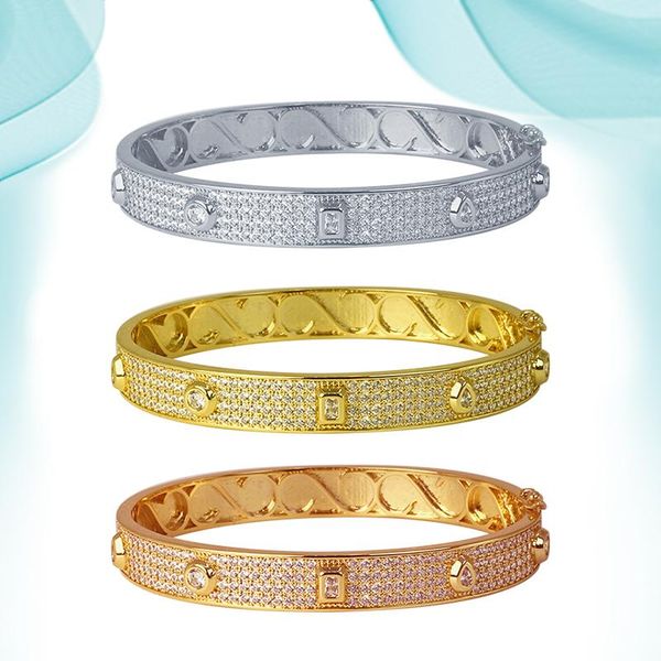 

bangle women's wrist bracelets copper cuff wide hand diamond bangles patterned inside with designer charms fashion simple style, Black