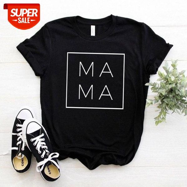 

women's t-shirts mama [border] letter street short sleeve #1w0s, White