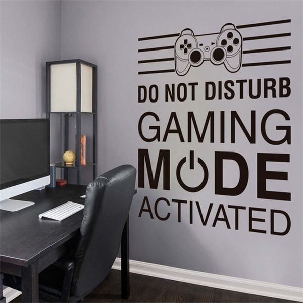 Cool Video Game Style Vinyl Wall Sticker Citazione Non disturbare Gioco Attivato Decalcomania da muro Gaming Room Boy Bedroom Decor 210705