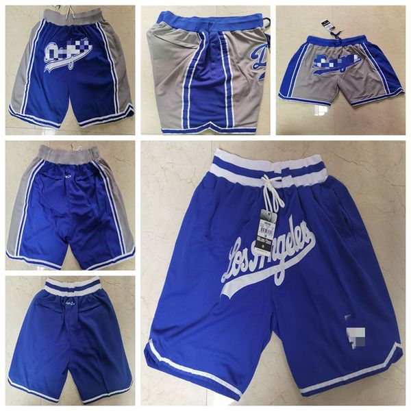 

los angelesdodgerbasketball wears short just don sport shorts hip pop pant with pocket zipper sweatpants blue mens stitched, Black
