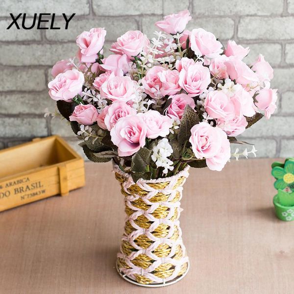 

rose artificial silk flowers french roses fake bouquet 12 heads for diy wedding home accessories gift decorative & wreaths