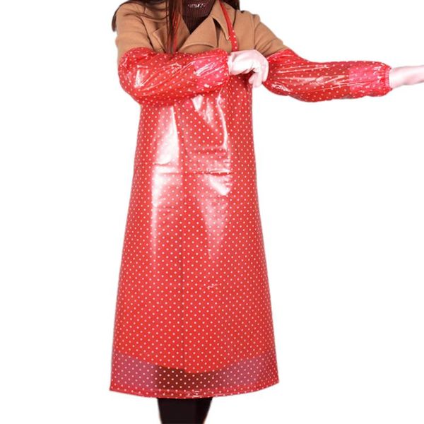 

apron long style kitchen waterproof oversleeve (red) aprons