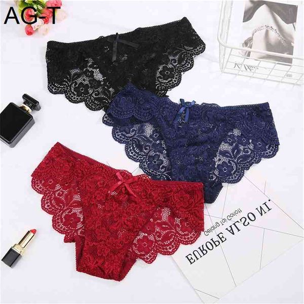 

3pcs/set women's panties lace female soft underwear low-waist briefs thong transparent g-string lingerie new, Black;pink
