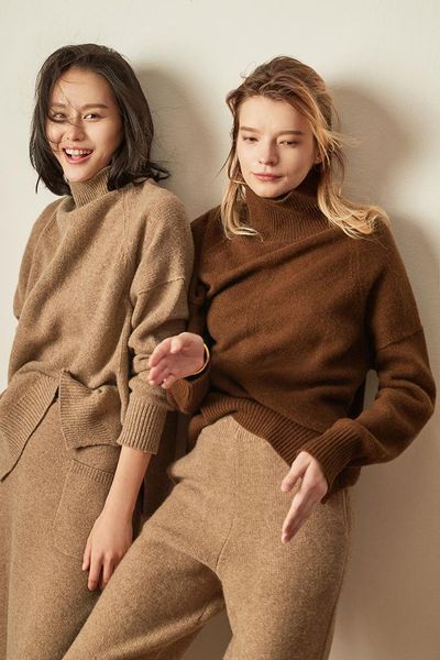 

women's sweaters obrix loose casual style female sweater turtleneck full sleeve assymetric length american fashion pullover for women, White;black