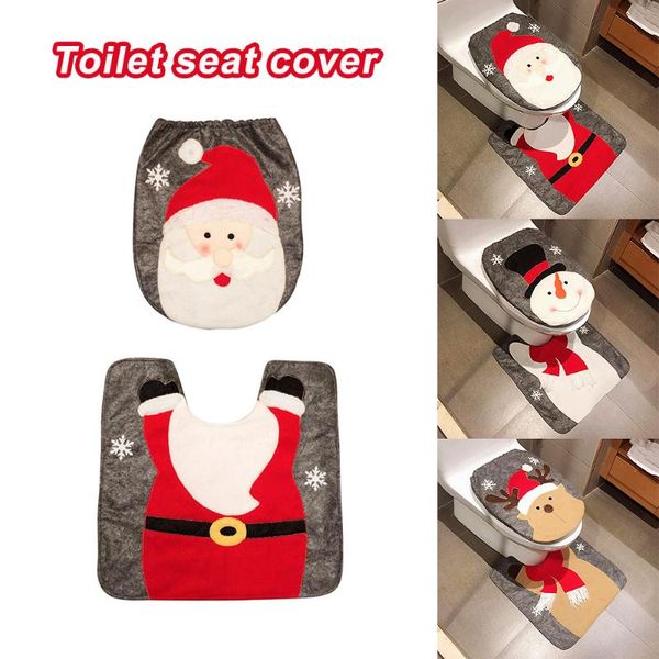 

christmas toilet seat & cover santa claus bathroom mat xmas decor rug home decoration 2021 covers