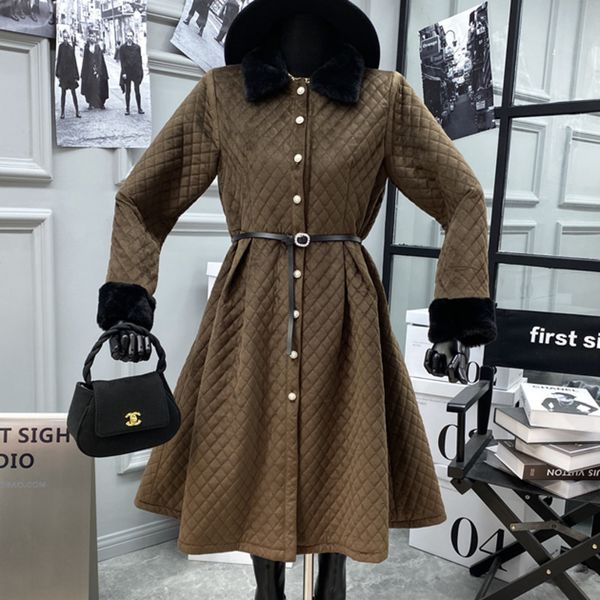 

Vintage Women Winter Outwear Fashion Korean Single-breasted Sleeve Lattice Ladies Thick Warm Long Coat Mulheres Casacos Zs6g, Black