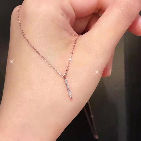 

pendant necklaces exquisite in-line diamond rose gold clavicle chain light luxury simple zircon silver