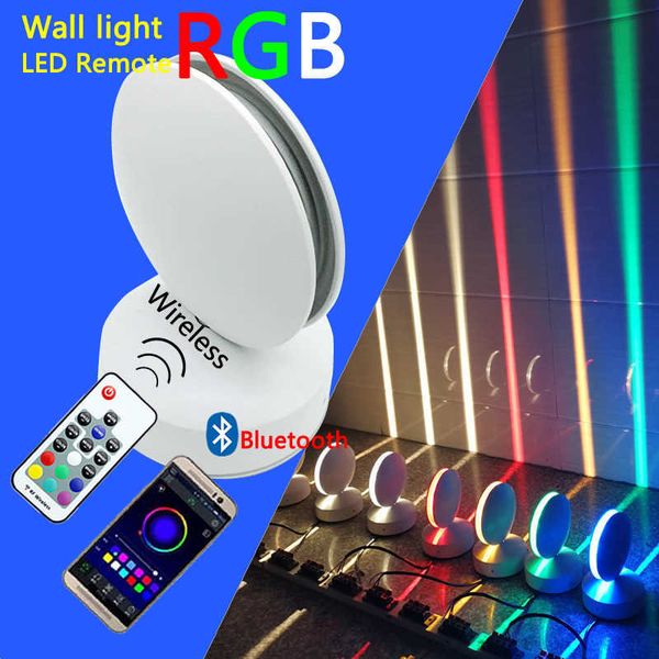 12W LED Wall Light RGB Remoto Windows Peitoril Lâmpada Home Porta Do Corredor Por Garagem El Restaurante Iluminação IP67 110V 220 V 210724