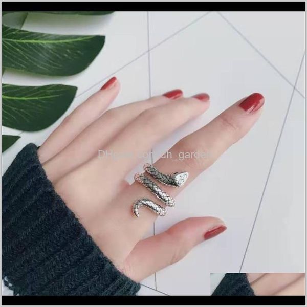 

drop retro snake ring 2021 trend letter rings opening punk mens ladies party adjustable jewelry wholesale delivery cluster 0umjm, Golden;silver
