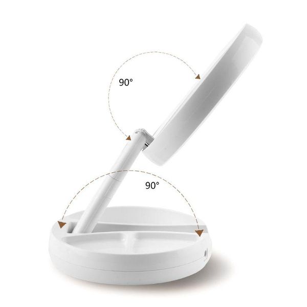 

compact mirrors h7jc double-sided deskled makeup mirror with light portable folding