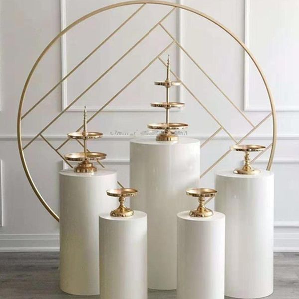 

party decoration style round shape metal wedding backdrop muslin pography background stage decor ab0595