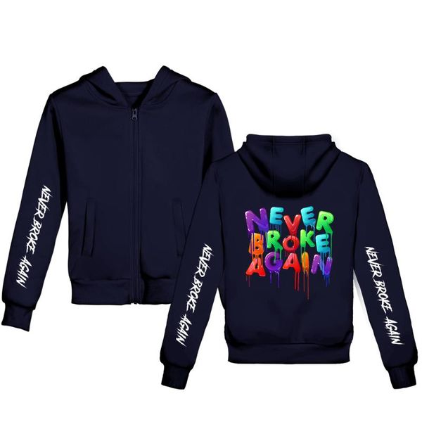 

men's hoodies & sweatshirts youngboy never broke again rapper kids hoodie zipper sweatshirt fashion boys/girls zip-up 100-150cm, Black
