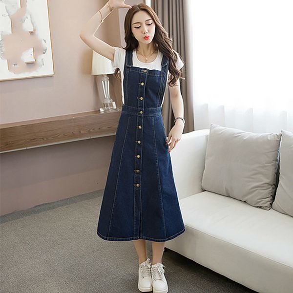 

dress spring mode casual single breasted denim summer spaghetti strap ed in jeans, Black;gray