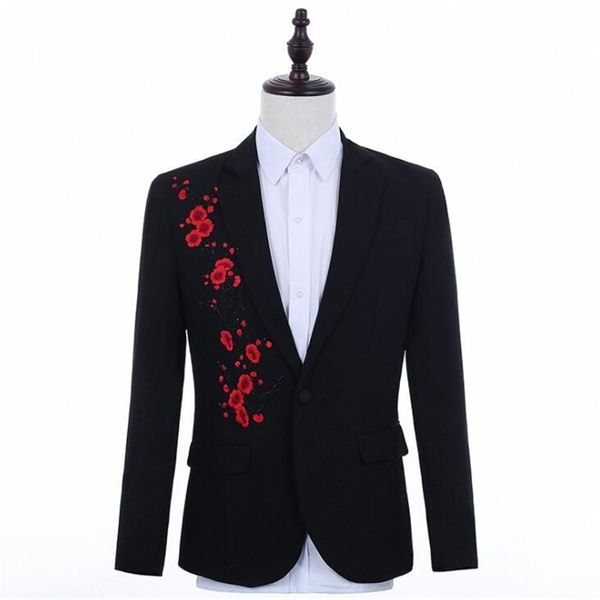 

embroidery blazer men suits designs jacket mens stage costumes singers clothes dance star style dress punk rock masculino homme, White;black