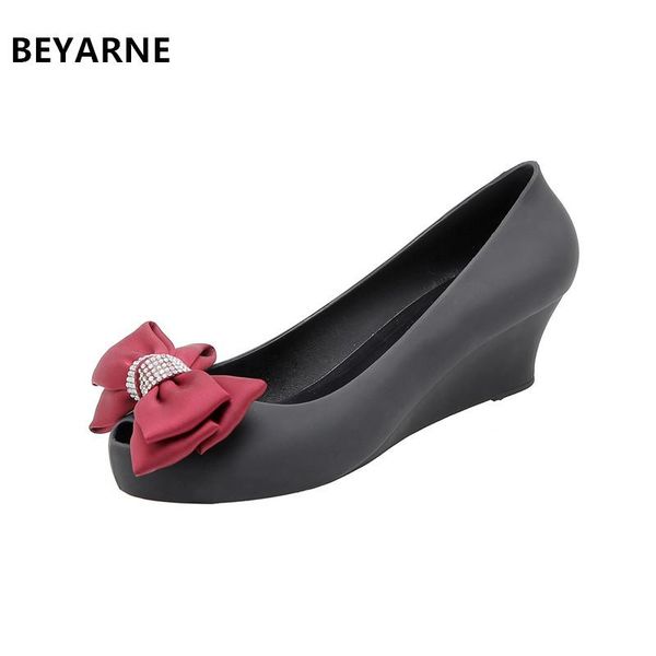 

roman woman jelly shoes lady mid wedges heels sandals women girls summer travel beach sandal fish mouth 36-41 5cm pink, Black