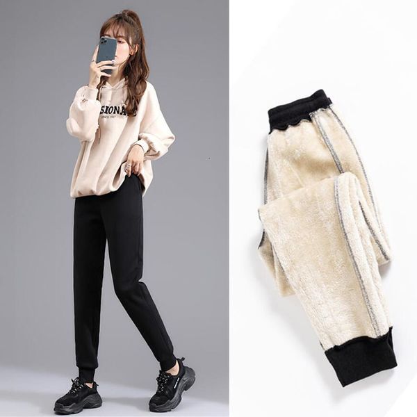 

pant winter lamb cashmere harem women casual thick warm cotton pants loose sweatpants long trousers plus size 4xl, Black;white