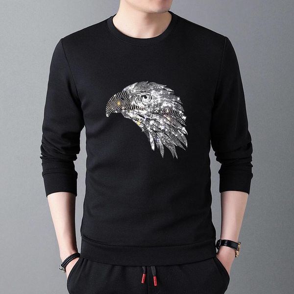 

men's hoodies & sweatshirts self-cultivation original diamond pattern round neck hoodie bodybuilding casual autumn and winter high elas, Black