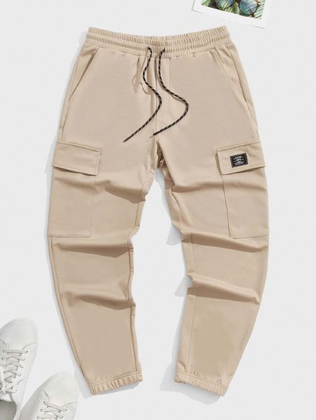 

men patched drawstring waist sweatpants t6tw#, Black