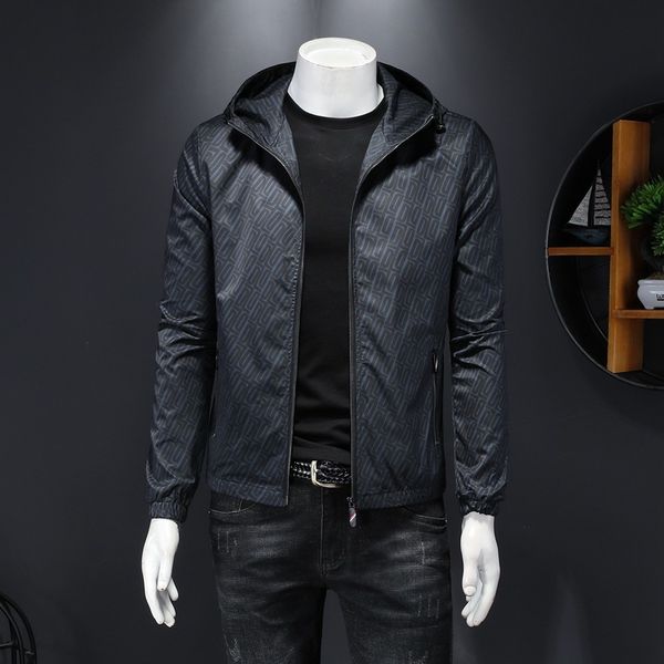 

the fine fleece hoodies spring men's hooded jacket slim trend youth printed, Black