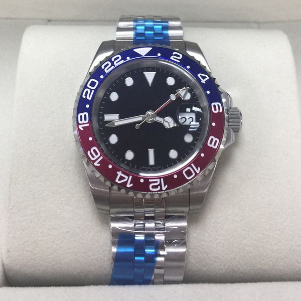 

dropship newly listed v3 version wristwatch batman gmt deluxe mens watch 40mm cola ceramic rotating bezel blue magnifier asia 2813 automatic, Slivery;brown