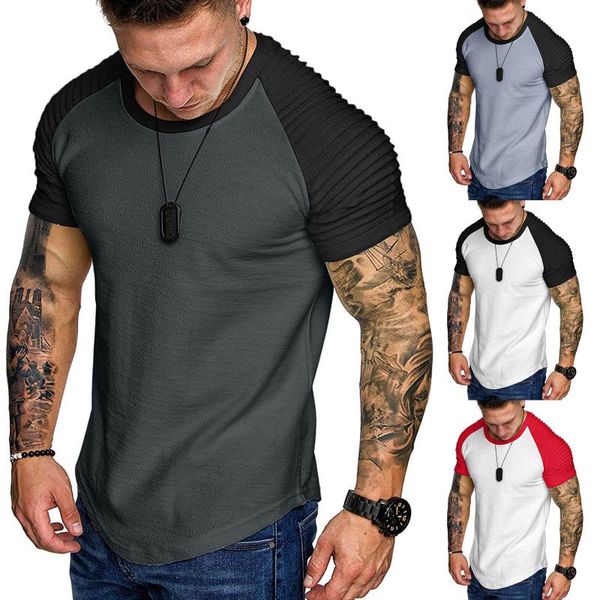 

men's t-shirt summer fashion short-sleeved pocket round neck slim fit shirt trendy streetwear homme t-shirts, White;black