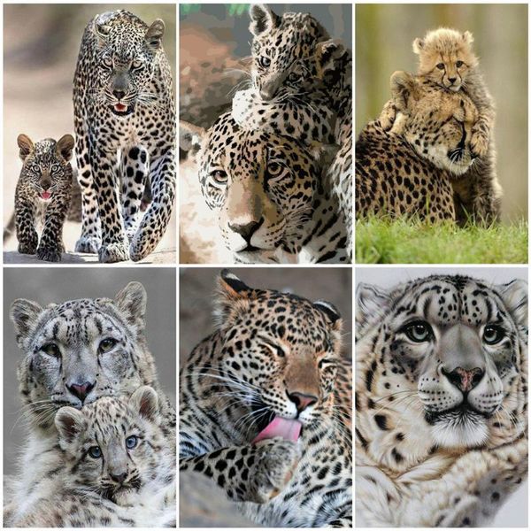 

paintings azqsd diy oil painting by numbers leopard picture for living room home decor unframe animal unique gift
