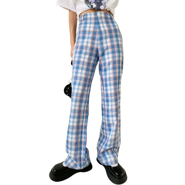 

2021 spring and autumn pants womens wide-leg striped street style high-waist oversized trousers straight leg wide-leg pants, Black;white