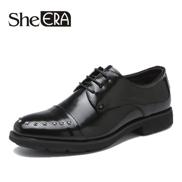 

dress shoes 2021 fashion patent leather men brogues lace-up bullock business oxfords male formal shoe, Black